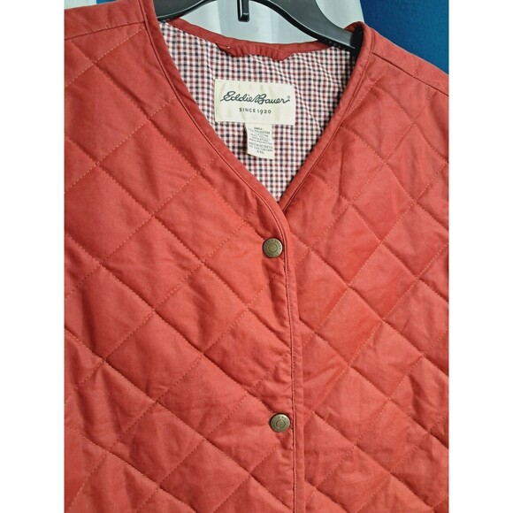Women’s Eddie Bauer Quilted Vest Cardinal Red Size XXL Button Close - Picture 5 of 10